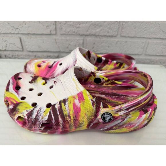 Crocs Unisex Classic Pink Marbled Tie Dye Clog Sandals Size W11 / M 9 main image 6